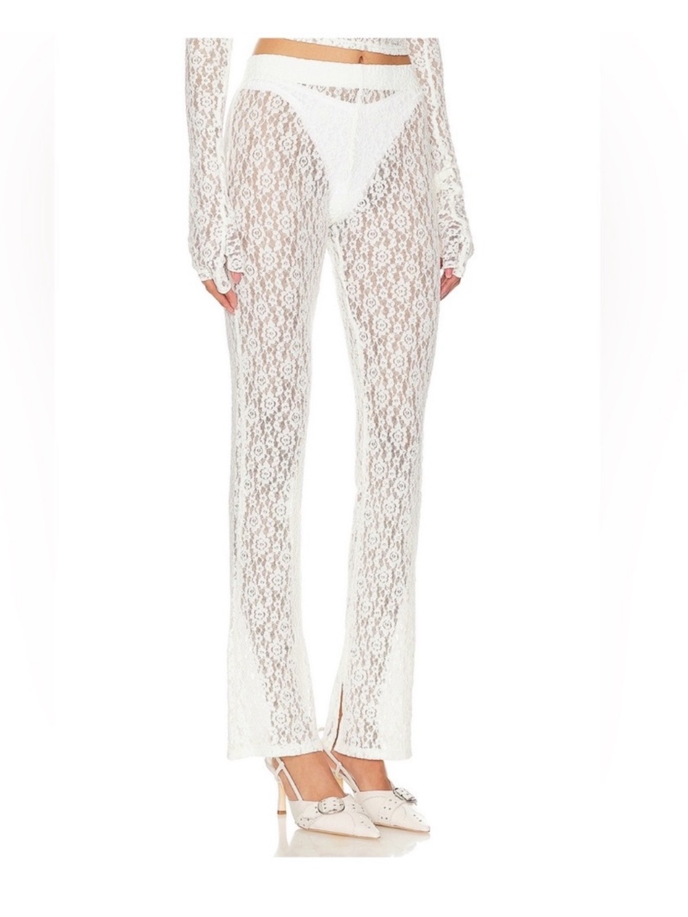EB Denim White Lace Pants - Picture 2 of 3